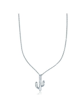 Sterling Silver Yellow Multi Color Cubic Zirconia Cactus 16+2 Necklace